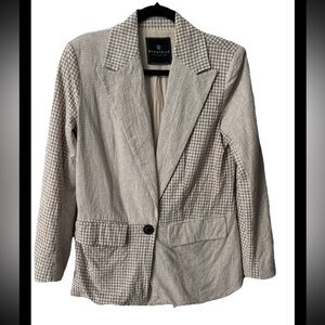 Bagatelle Blazer Women’s SM Linen Blend Lightweight One-Button Career Staple EUC